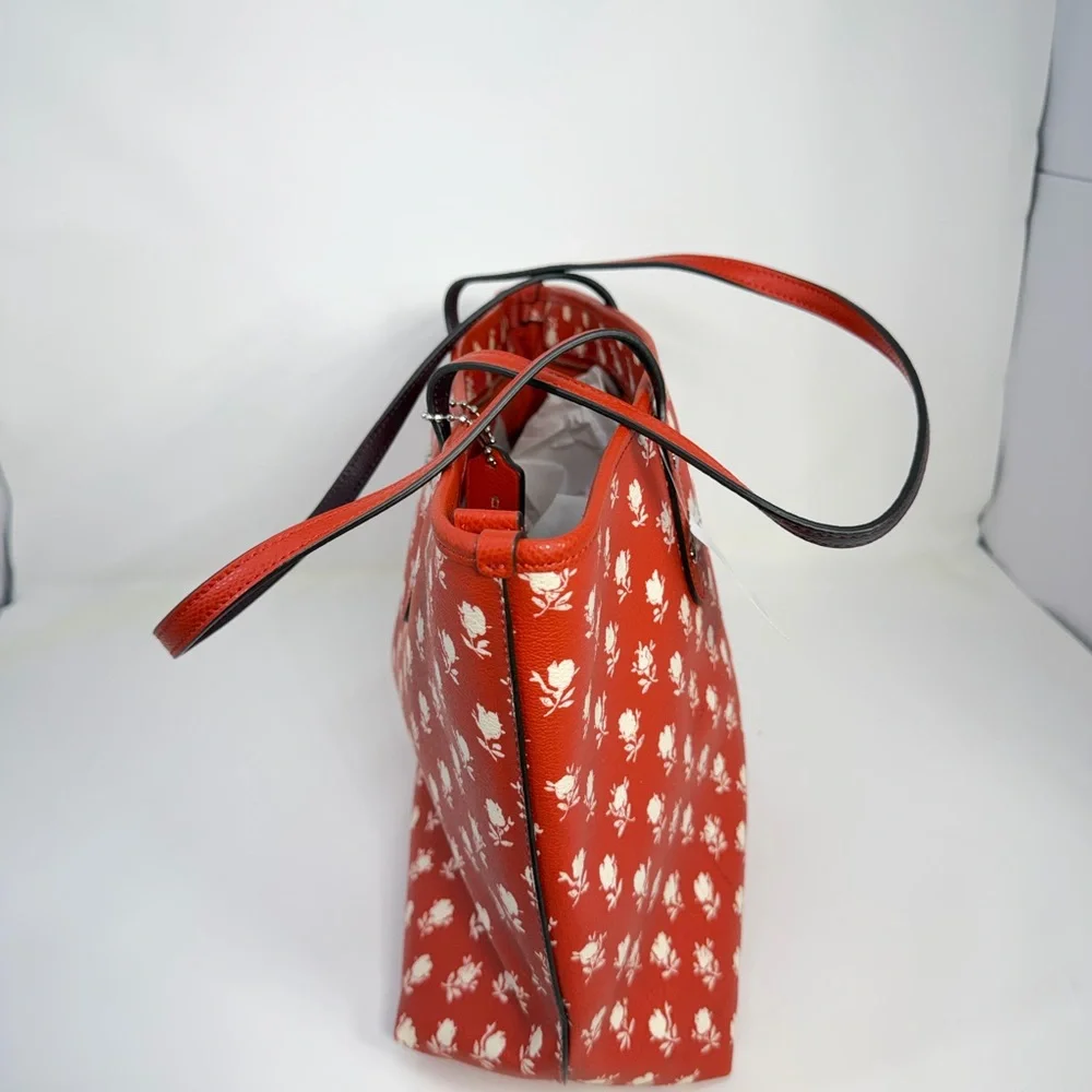 Coach Red and White Floral Tote Bag - Picture 3 of 3